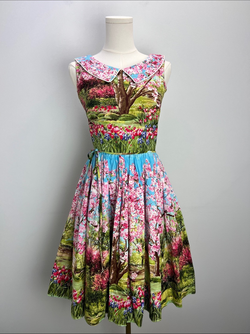 Bernie Dexter Cherry Lane Dress Retro 50s Vintage Style Landscape Print XS